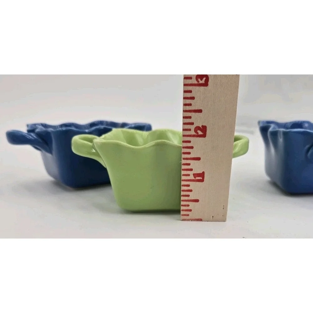 3 BIA Blue Green Wavy Square Baker Dishes Abt 3